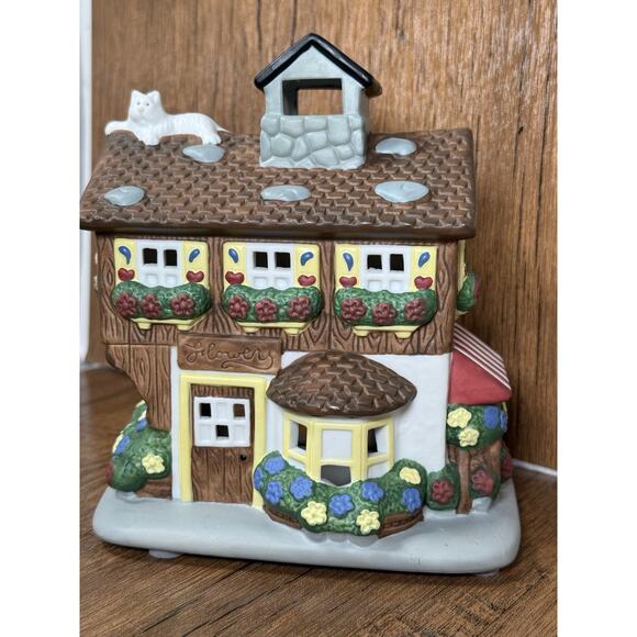Porcelain Tealight House - FLOWERS - Beautifully Detailed Partylite - Picture 1 of 4